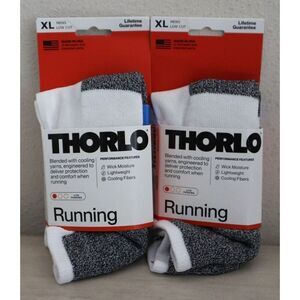Thorlos LRCM00 Men's Sz XL White Lite Padding Low Cut Running Socks